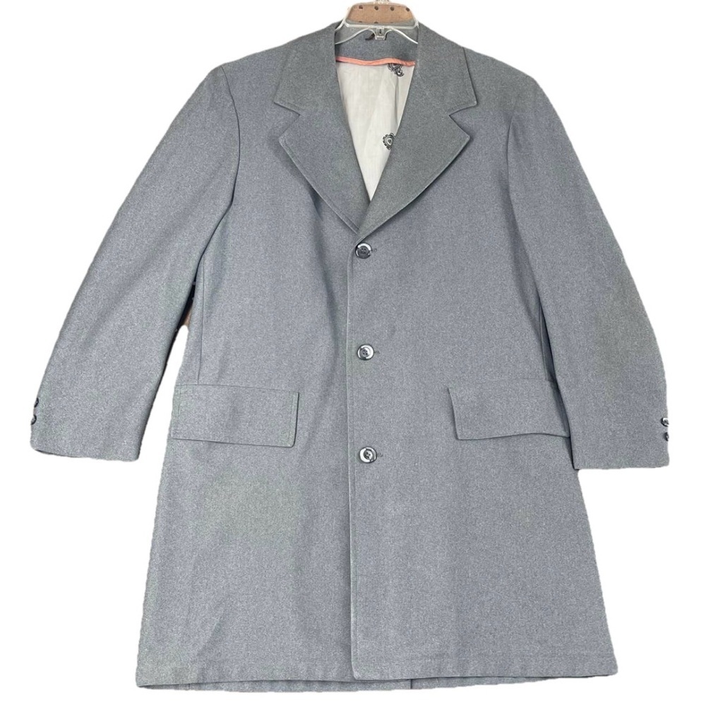 Vintage  Sears Travel Knit Mens‎ 42R Lined Gray Trench Coat